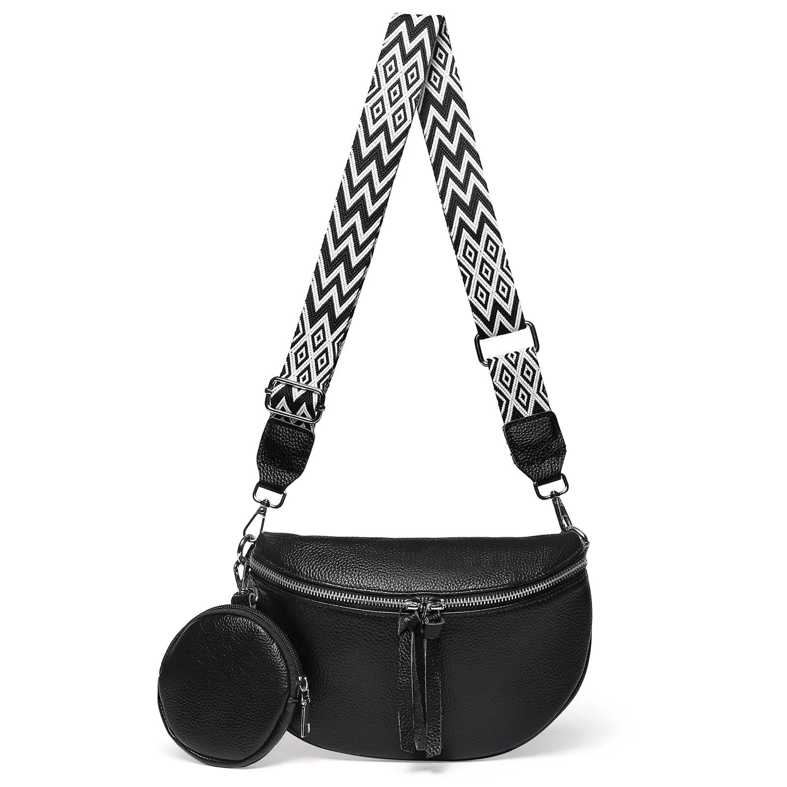 FALAN MULE Crossbody Bag for Women Genuine Leather Trendy Design Fanny Pack with Adjustable Strap