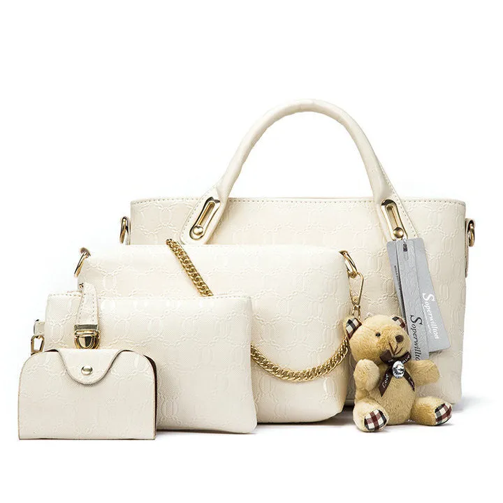 Famous Brand Women Bag Top-Handle Bags Fashion Women Messenger Bags Handbag Set PU Leather Composite Bag #150