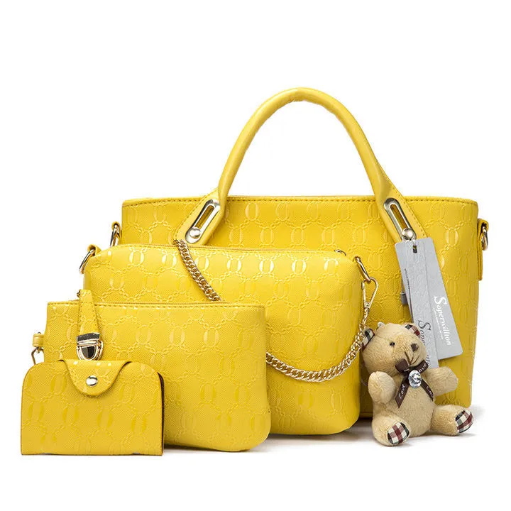 Famous Brand Women Bag Top-Handle Bags Fashion Women Messenger Bags Handbag Set PU Leather Composite Bag #150