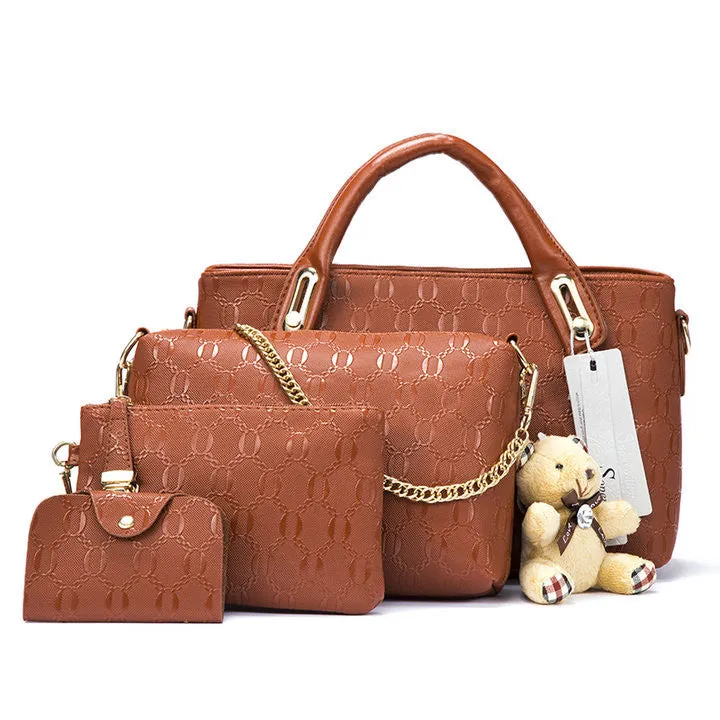 Famous Brand Women Bag Top-Handle Bags Fashion Women Messenger Bags Handbag Set PU Leather Composite Bag #150