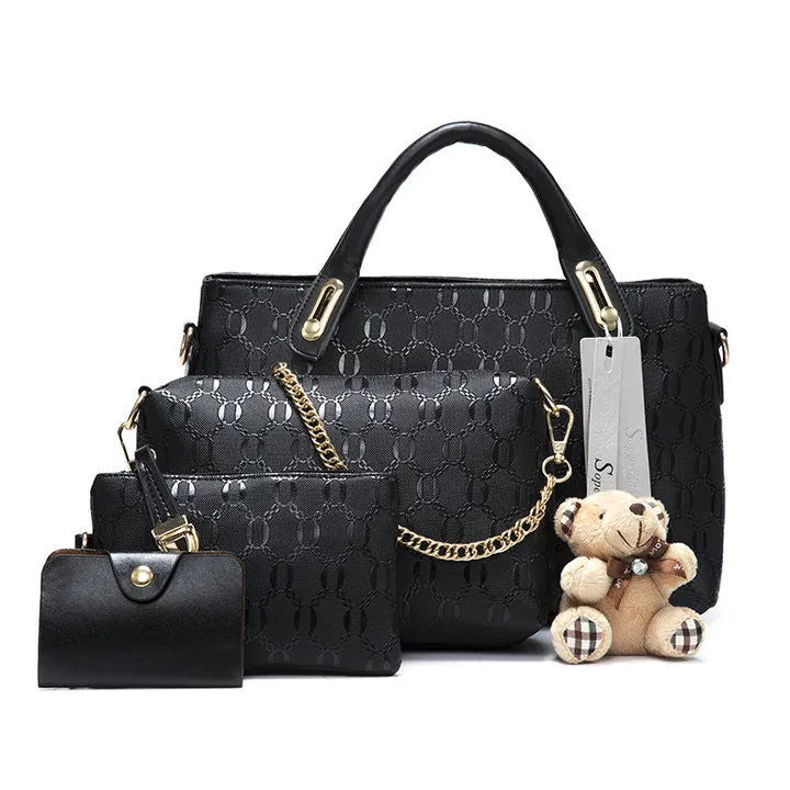 Famous Brand Women Bag Top-Handle Bags Fashion Women Messenger Bags Handbag Set PU Leather Composite Bag #150
