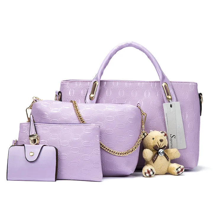 Famous Brand Women Bag Top-Handle Bags Fashion Women Messenger Bags Handbag Set PU Leather Composite Bag #150