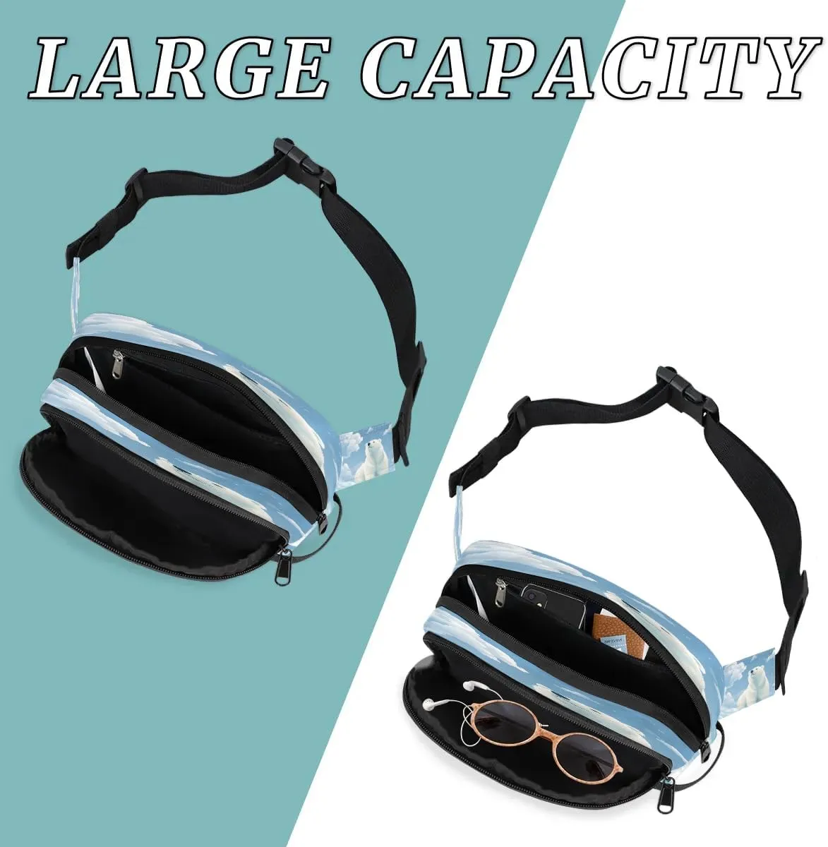 Fanny Pack Crossbody for Women Men Cute Polar Bears Fanny Pack Cross Body Bag for Shopping Traveling Running Hiking Cycling