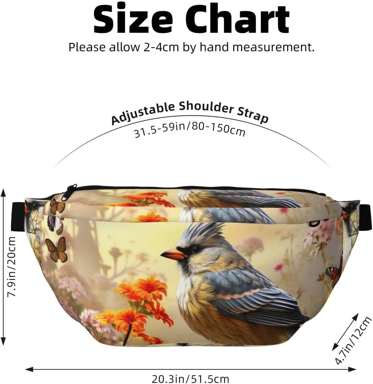 Fanny Pack for Women Men Waist Bag Waterproof Sparrow Birds Sing Belt Bag with Adjustable Strap