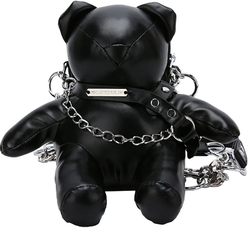 Fashion Small Crossbody Bag with Soft Inner Lining PU Leather Cute Bear Shape Phone Purse Shoulder Handbag with Chain