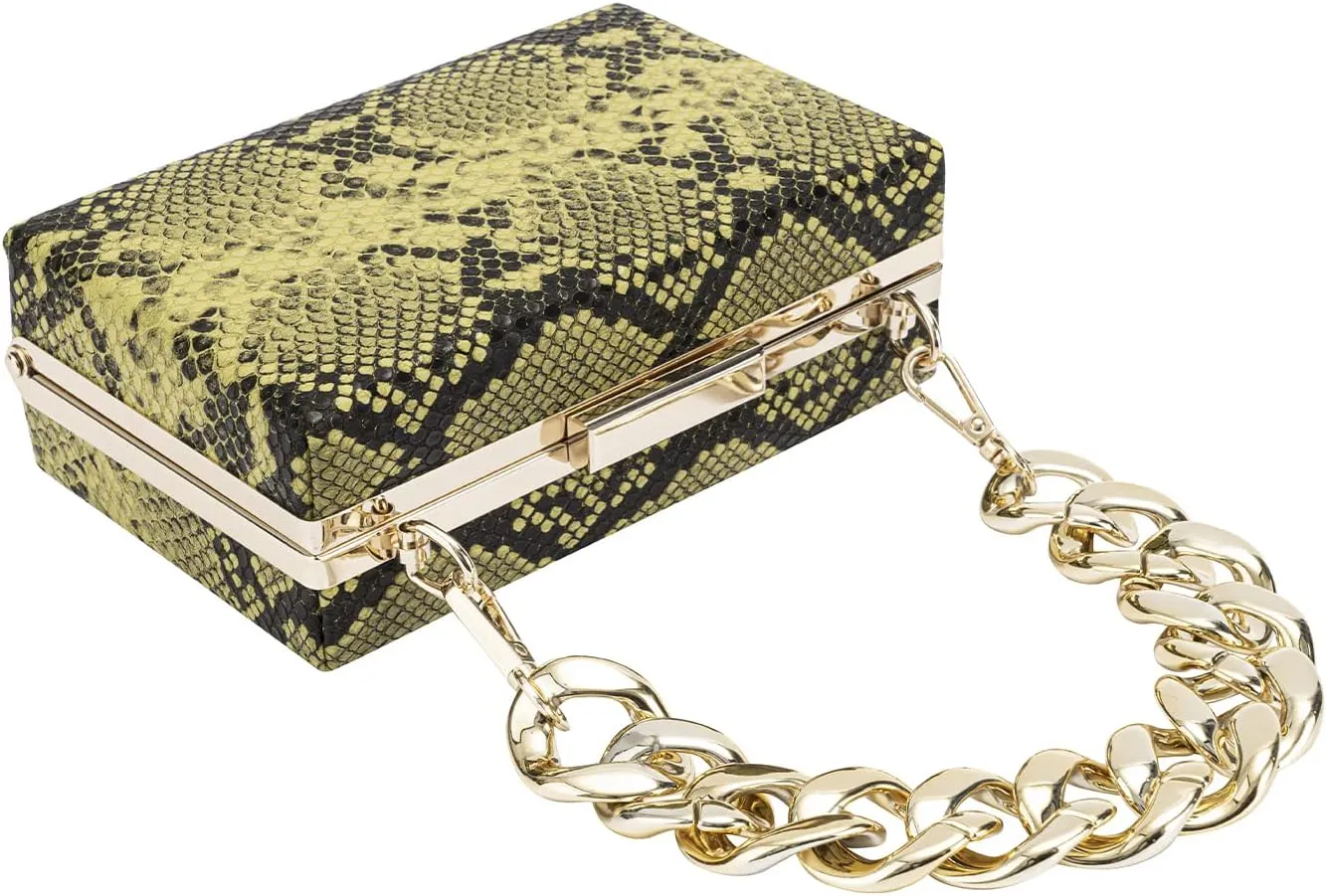 Fashion Snakeskin Purses Bag For Women With Chain Strap Crossbody