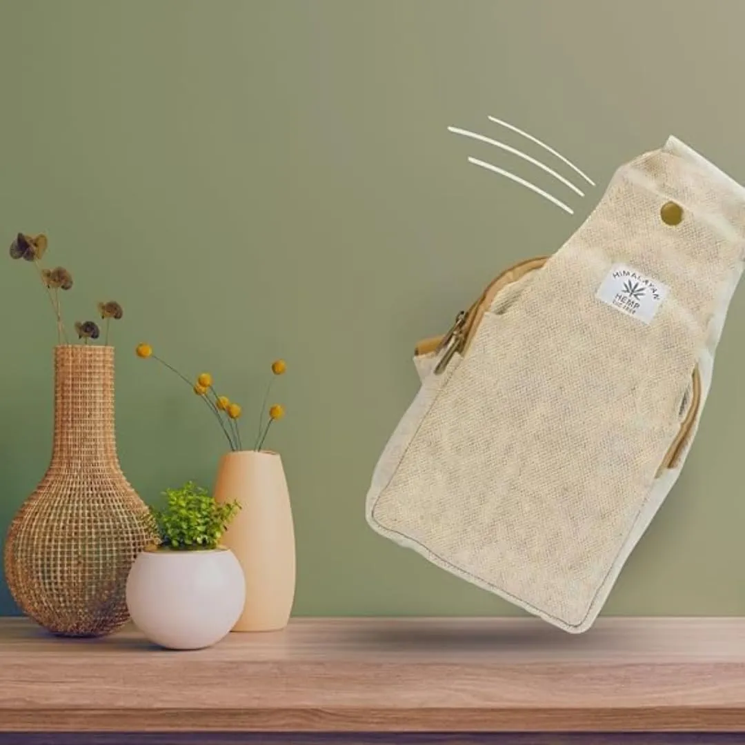 FIBERGOLD Hemp Shoulder Bag | Handmade Travel Bag with Passport Holder and Money Pouch | Durable Hemp Crossbody Bag
