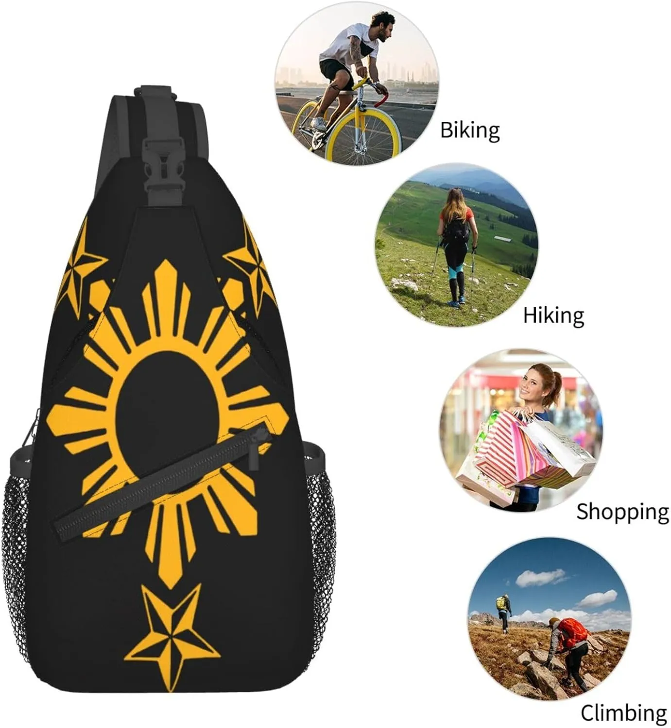 Filipino Philippines Flag Sling Backpack for Women Men, Chest Bag Daypack Crossbody for Travel Sport Running Hiking