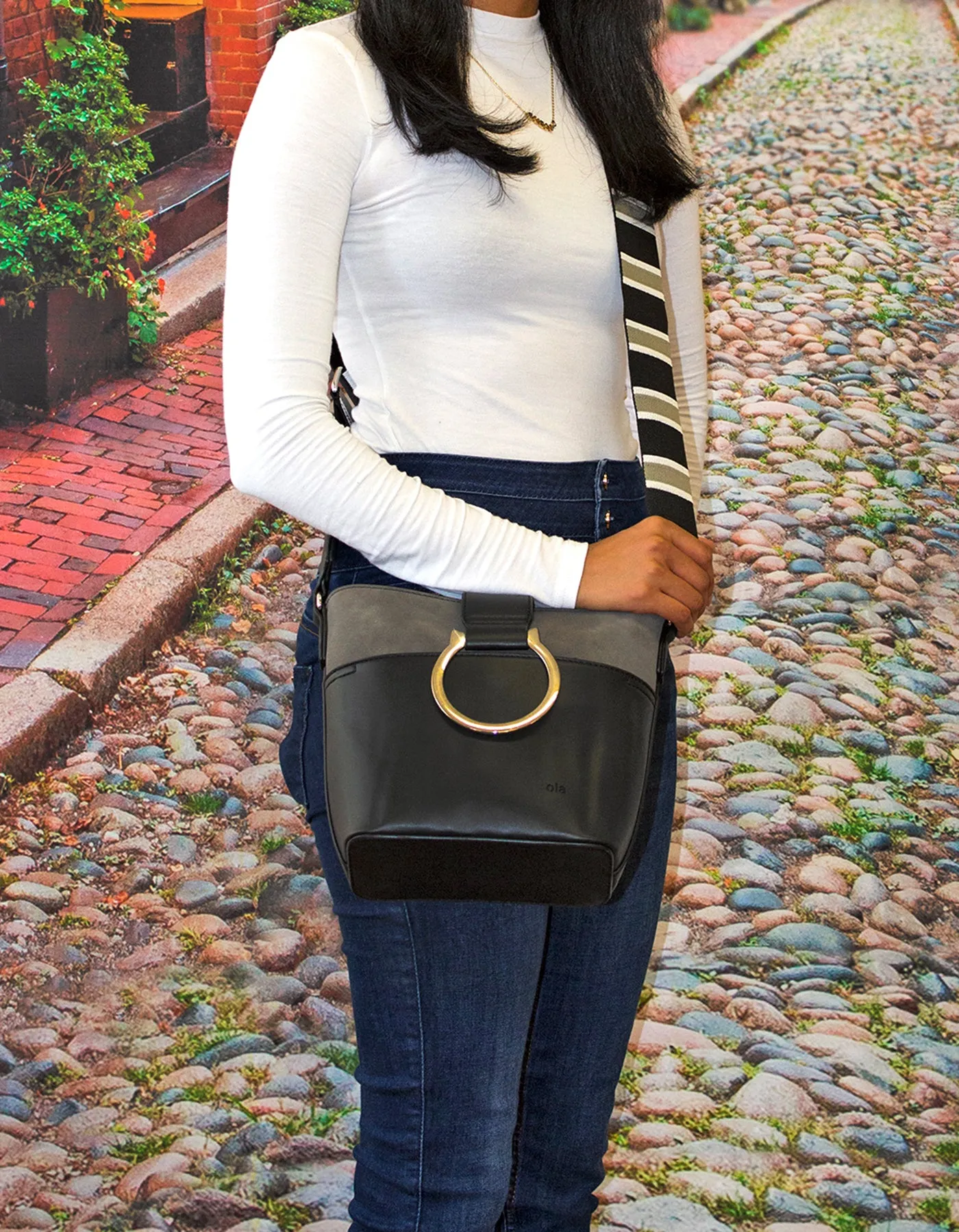 Fino G-9106 5618 Faux Leather Shoulder Bag & Purse Set - Black