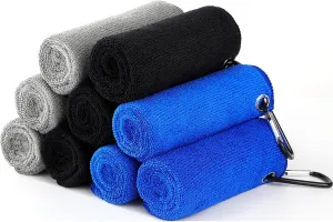 Fishing Towel with Clip, Microfiber Towels Accessories for Fishing Rag, Sports Fitness, Camping, Workout, Soft and Quick-Drying, Bigger Size -16x16 inches, 3Blue 3Grey 3Black