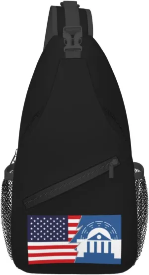 Flag Of Mount Lookout, Cincinnati, Ohio And America Crossbody Bags For Women Men Chest Backpack Gym Shoulder Bag Travel Outdoor Sports Casual Crossbody Bags