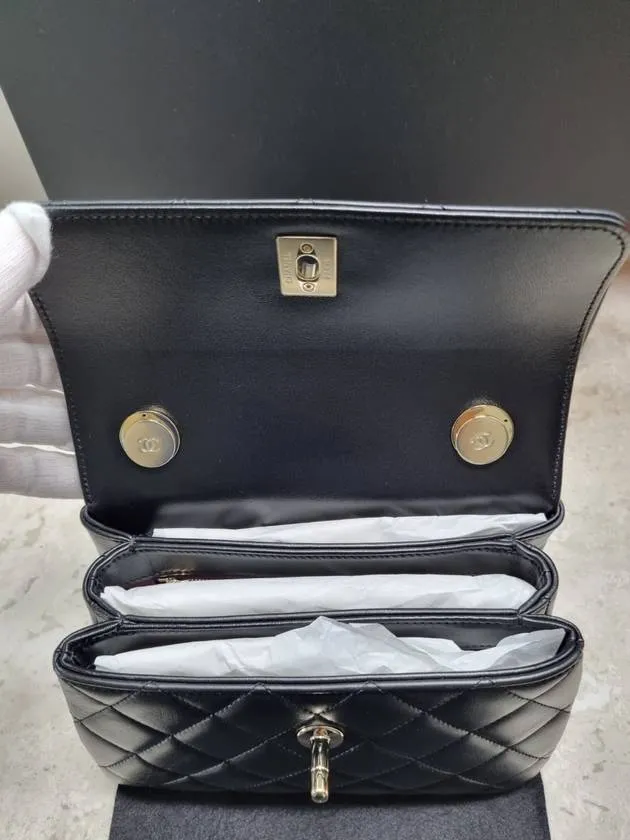 Flap Best-value Chic Bag Logo Chanel Gold Black Cross CC