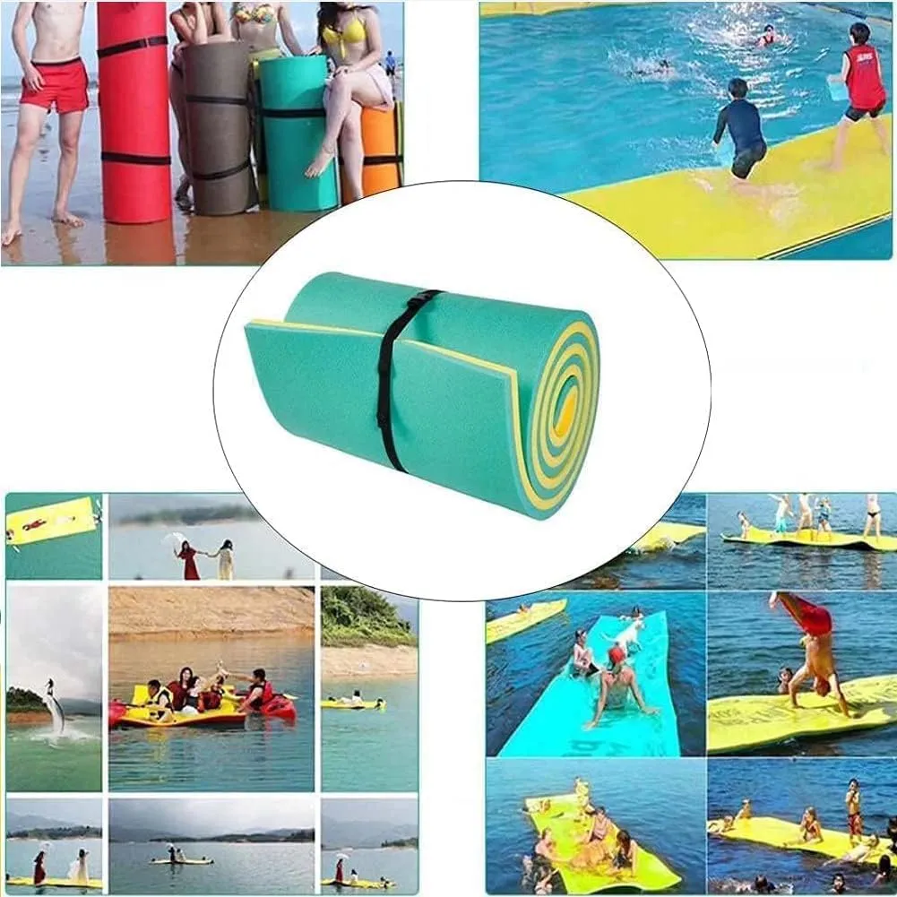 Floating Water Pad, 3-Layer Tear-Resistant XPE Foam Floating Mat, Roll-Up Floating Island for Pool Lake Ocean and Rivers Water Activities,Blue,2.7m x 1.8m x 3.3cm