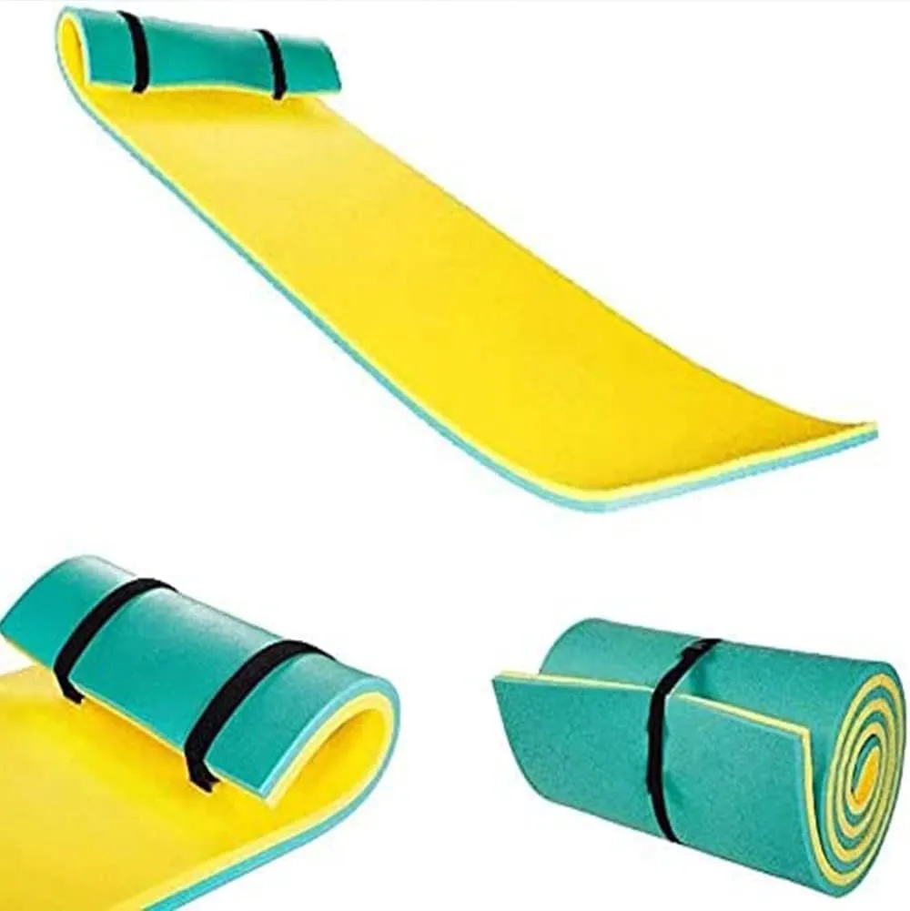 Floating Water Pad, 3-Layer Tear-Resistant XPE Foam Floating Mat, Roll-Up Floating Island for Pool Lake Ocean and Rivers Water Activities,Blue,2.7m x 1.8m x 3.3cm