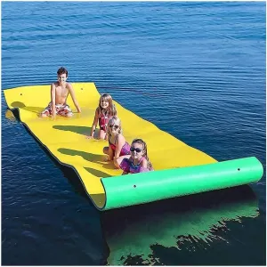 Floating Water Pad, 3-Layer Tear-Resistant XPE Foam Floating Mat, Roll-Up Floating Island for Pool Lake Ocean and Rivers Water Activities,Blue,2.7m x 1.8m x 3.3cm