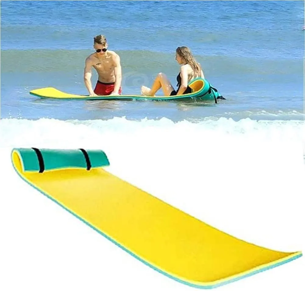 Floating Water Pad, 3-Layer Tear-Resistant XPE Foam Floating Mat, Roll-Up Floating Island for Pool Lake Ocean and Rivers Water Activities,Blue,2.7m x 1.8m x 3.3cm