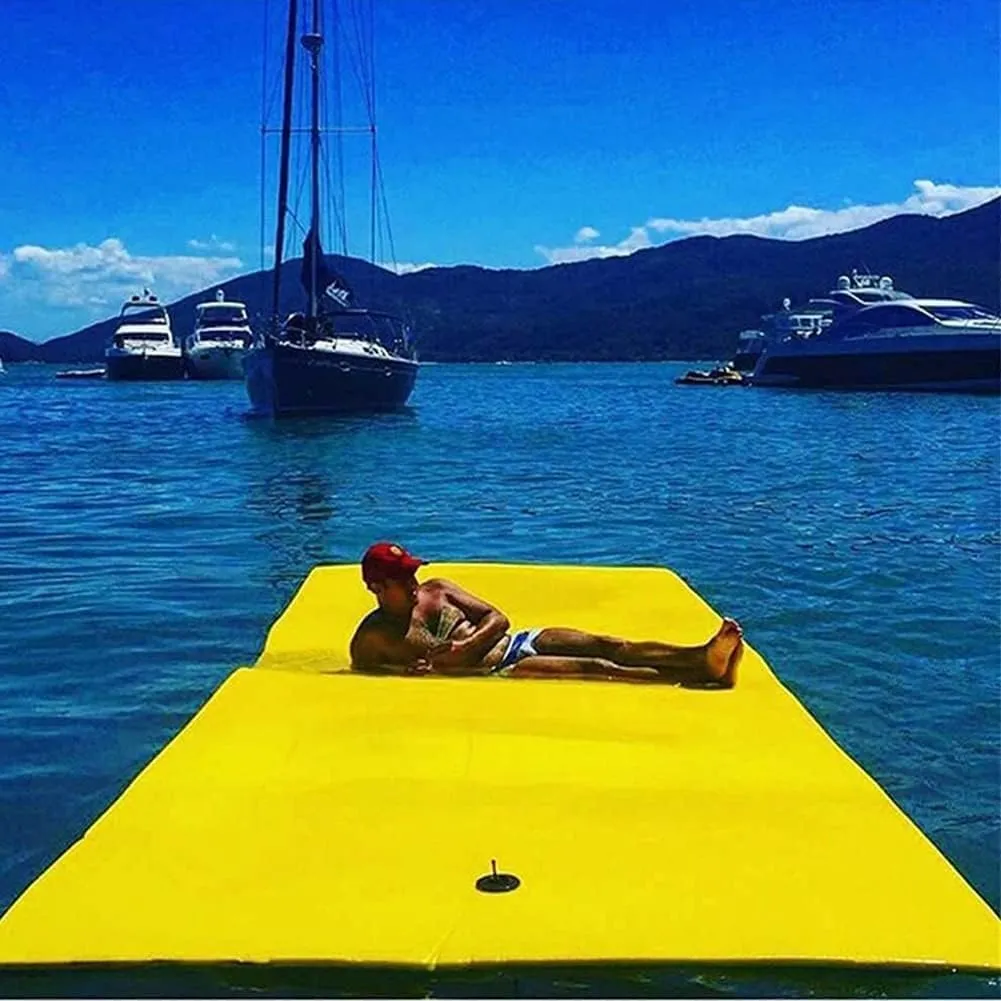 Floating Water Pad, 3-Layer Tear-Resistant XPE Foam Floating Mat, Roll-Up Floating Island for Pool Lake Ocean and Rivers Water Activities,Blue,2.7m x 1.8m x 3.3cm