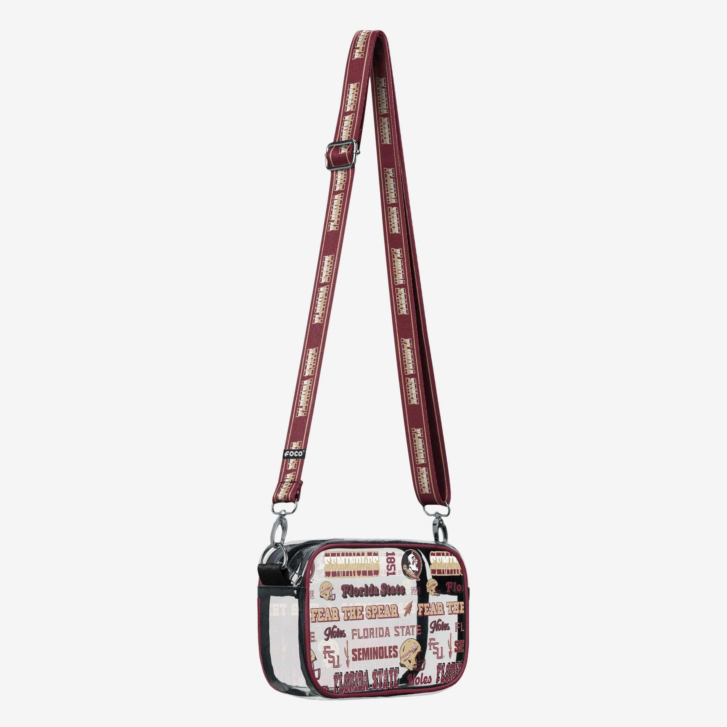 Florida State Seminoles Repeat Retro Print Clear Crossbody Bag