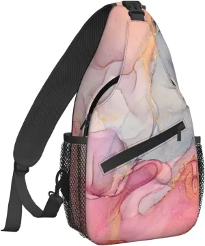 Fluid Pink Sling Backpack Crossbody Chest Bag Shoulder Bag Gym Cycling Travel Hiking Daypack For Women Men