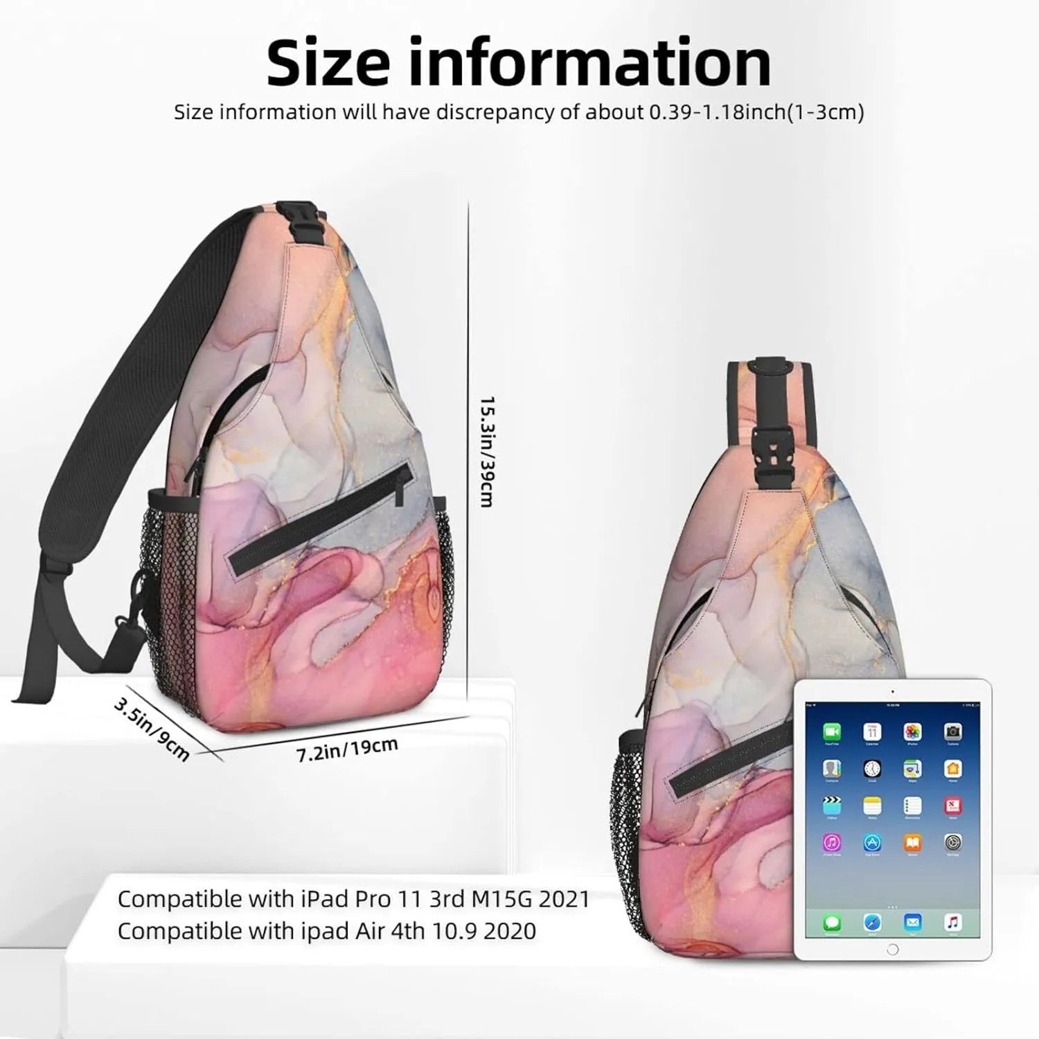 Fluid Pink Sling Backpack Crossbody Chest Bag Shoulder Bag Gym Cycling Travel Hiking Daypack For Women Men