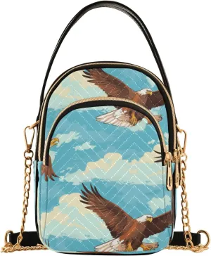 Flying Hawk Crossbody Handbags for Women Casual Leather Shoulder Phone Purse