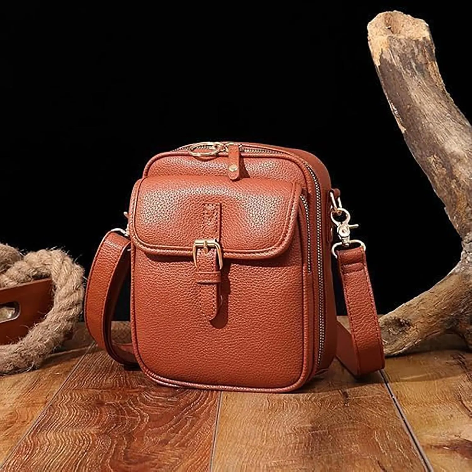 Forcipower Crossbody Bag, Crossbody Leather Bag, Vintage Leather Anti Theft Shoulder Bag