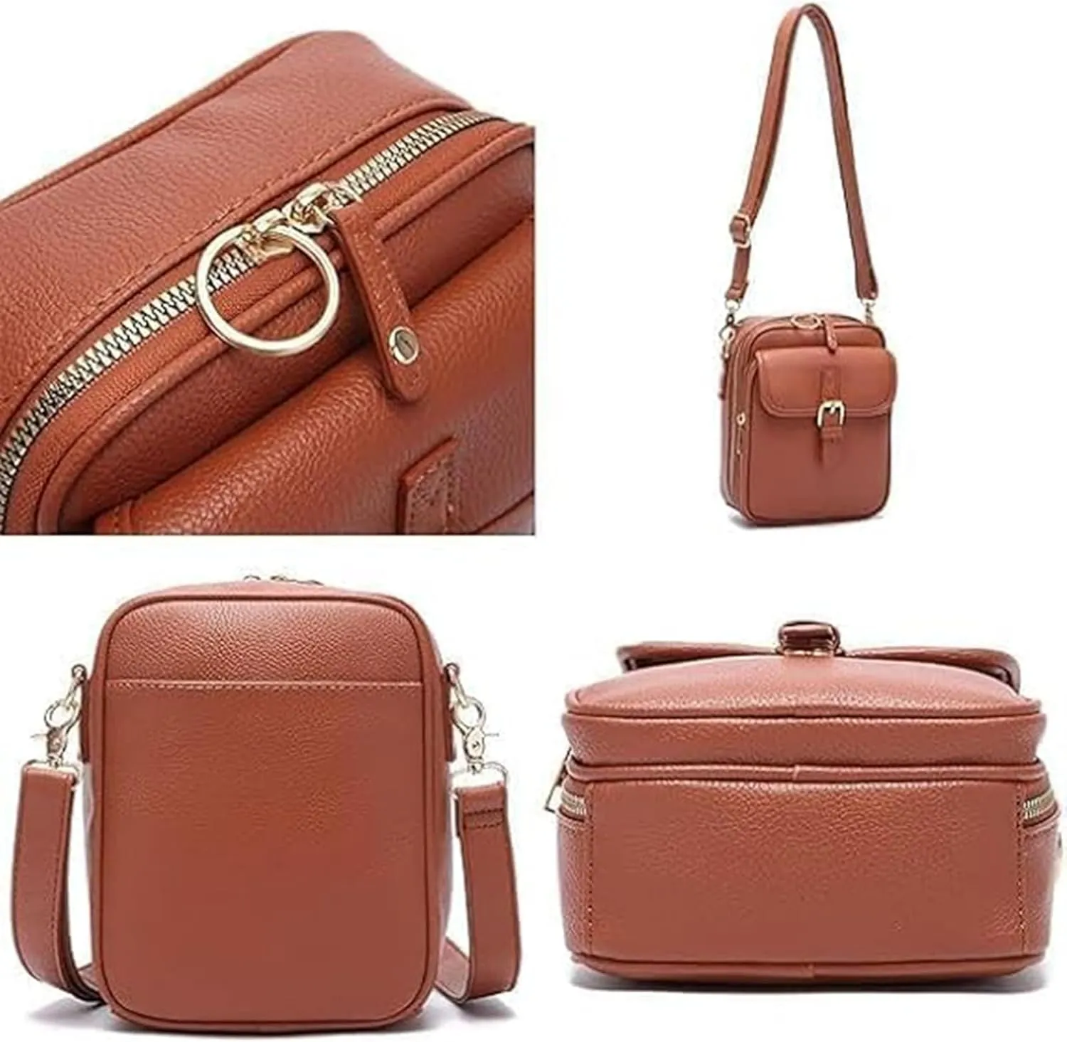 Forcipower Crossbody Bag, Crossbody Leather Bag, Vintage Leather Anti Theft Shoulder Bag