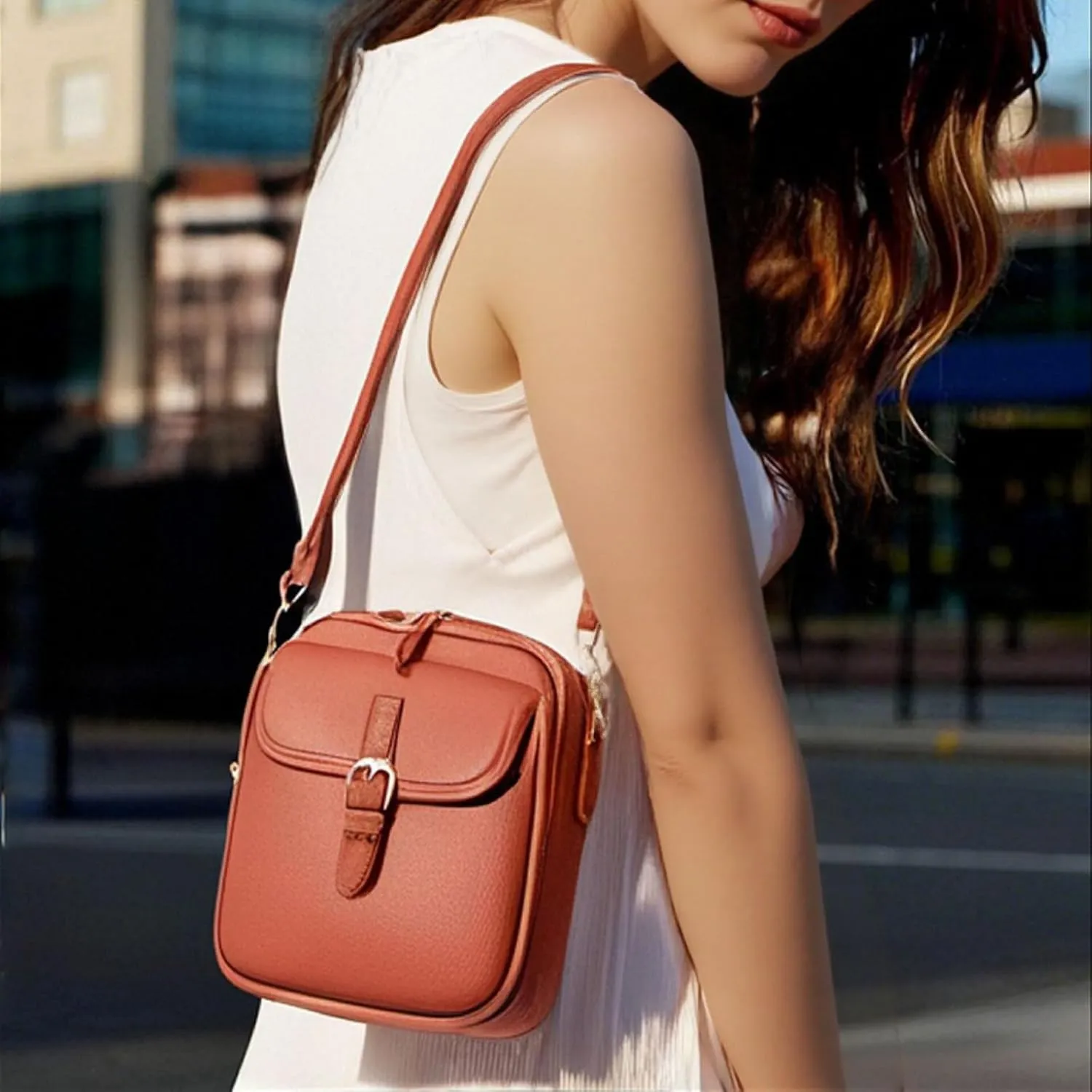 Forcipower Crossbody Bag, Crossbody Leather Bag, Vintage Leather Anti Theft Shoulder Bag