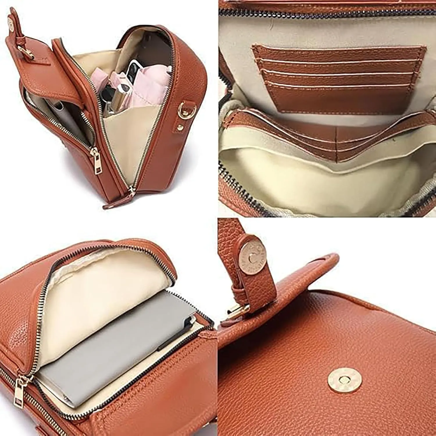 Forcipower Crossbody Bag, Crossbody Leather Bag, Vintage Leather Anti Theft Shoulder Bag