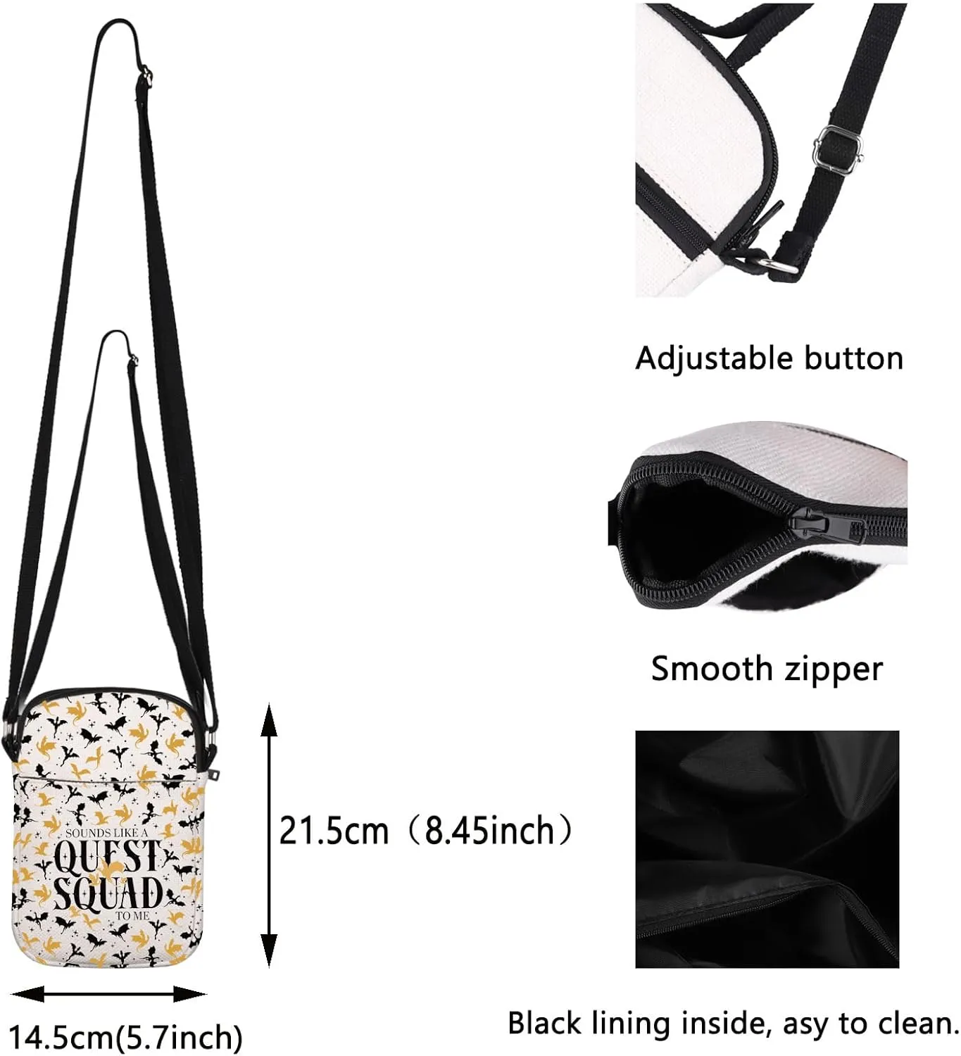 Fourth Wing Quest Squad Crossbody Bag Basgiath War College Gift Ridoc Shoulder Bag Dragon Rider Gift Bookish Handle Bag