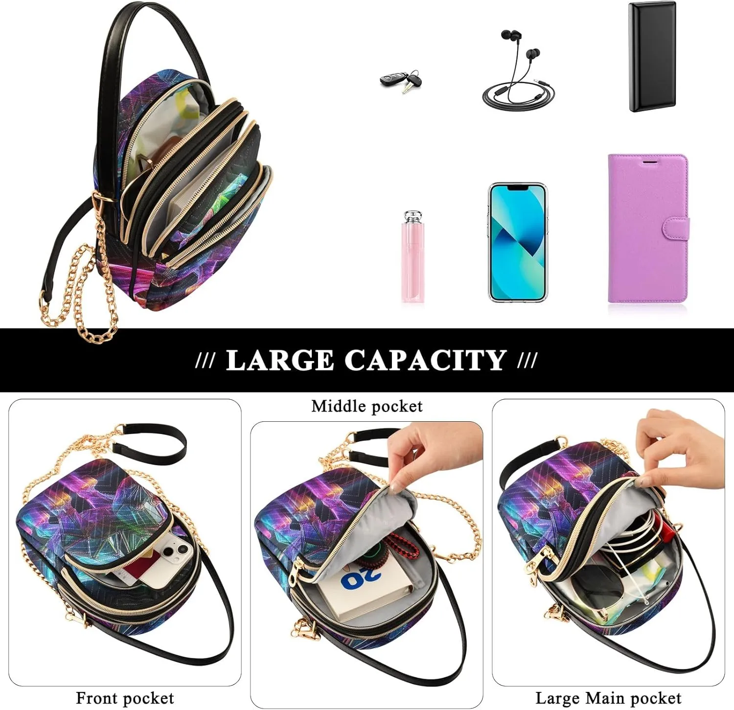 Funny Quilted Purse Crossbody Shoulder Handbags