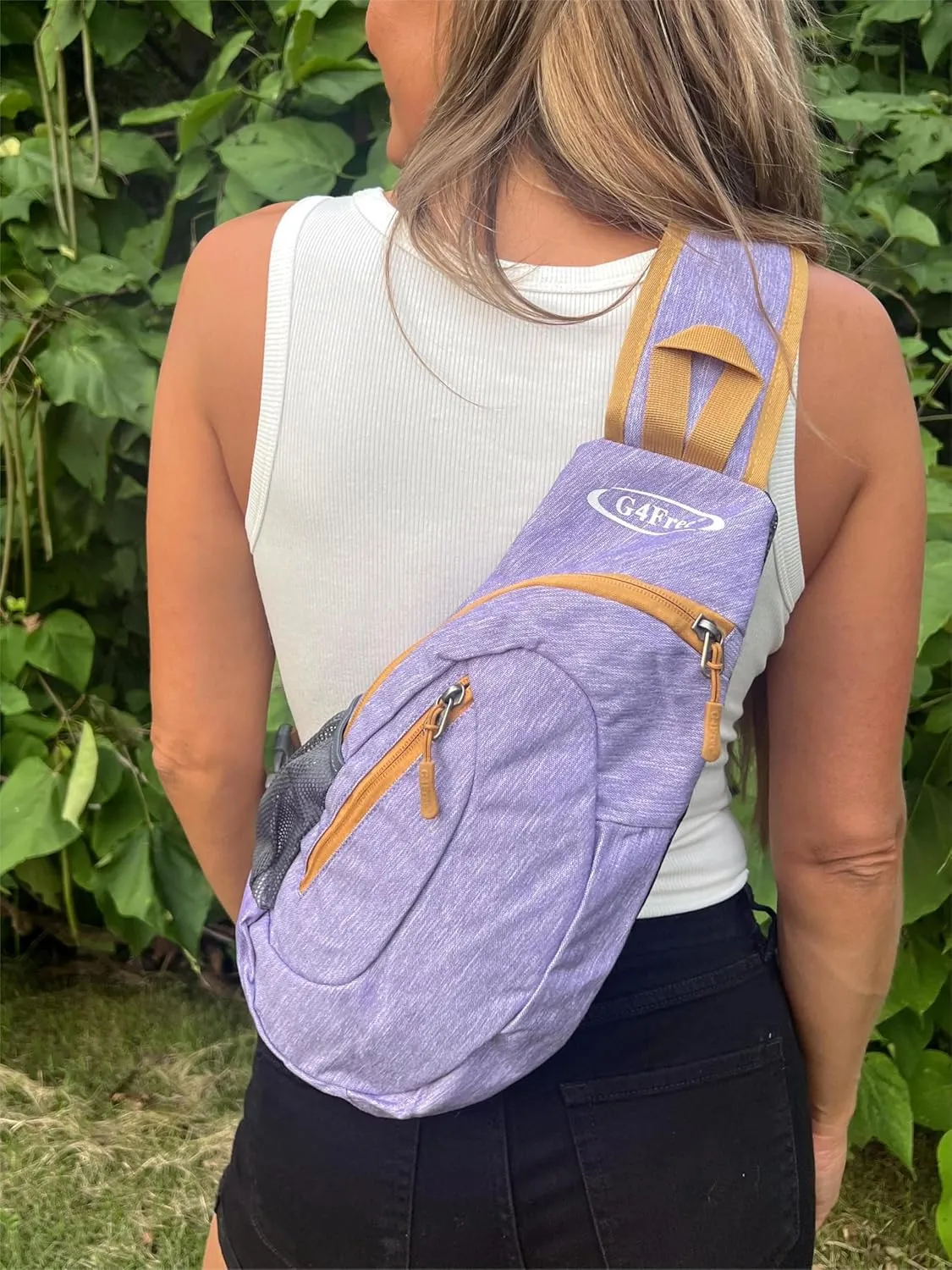 G4Free Sling Bags Men and Women Shoulder Backpack Small Crossbody Chest Sling Backpack (Light purple)