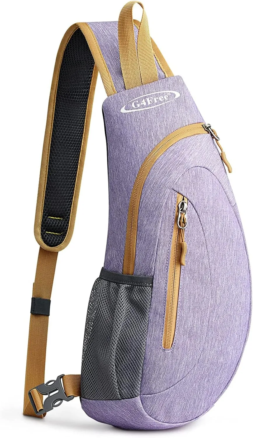 G4Free Sling Bags Men and Women Shoulder Backpack Small Crossbody Chest Sling Backpack (Light purple)