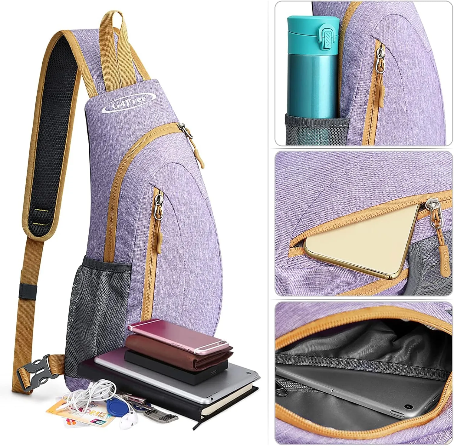 G4Free Sling Bags Men and Women Shoulder Backpack Small Crossbody Chest Sling Backpack (Light purple)