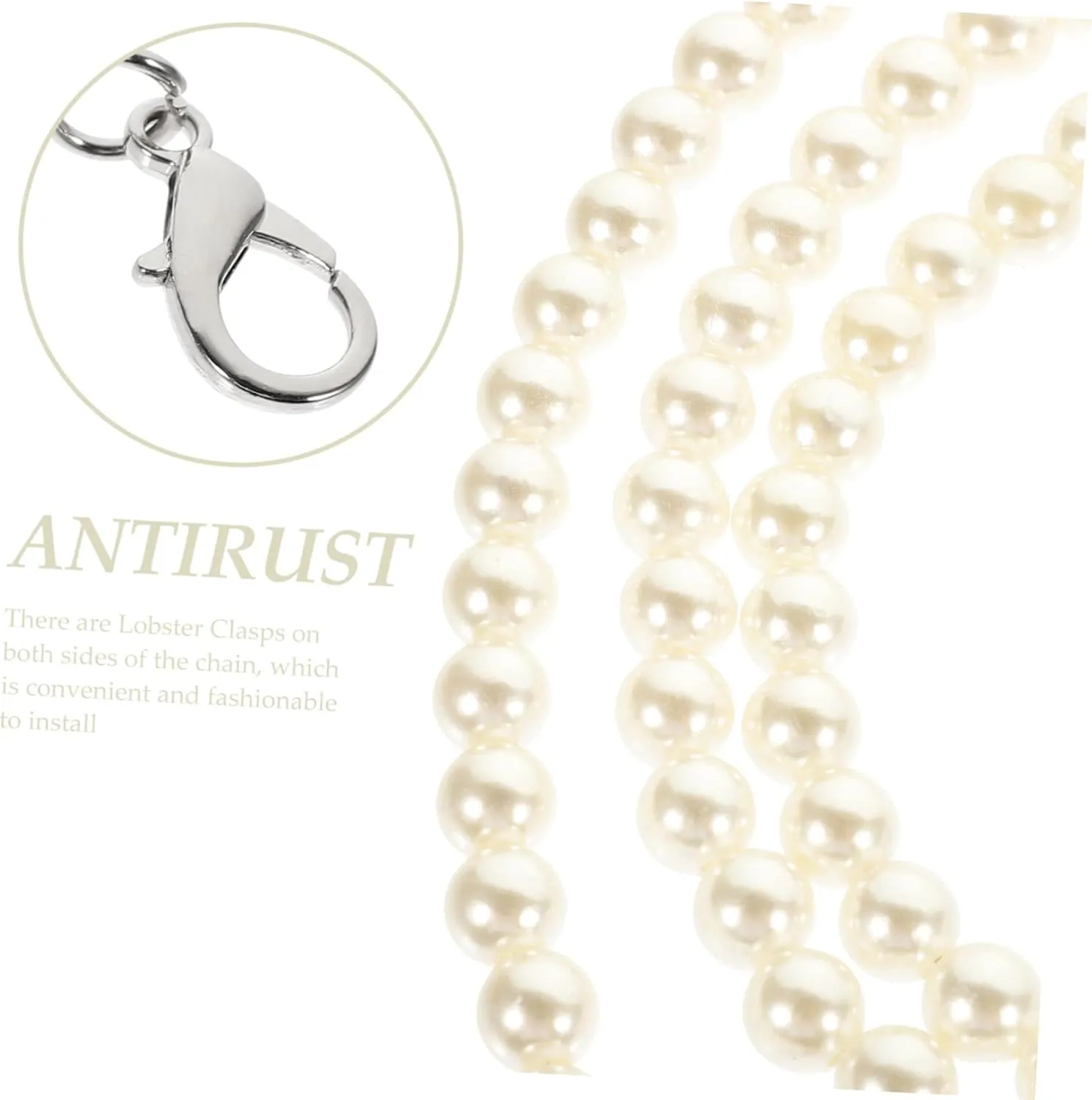Gadpiparty Pearl Design Chain for DIY Bag Making Replacement Shoulder Strap with Lobster Clasps Elegant Accessory for Handbags and Crossbody Bags Versatile and Practical