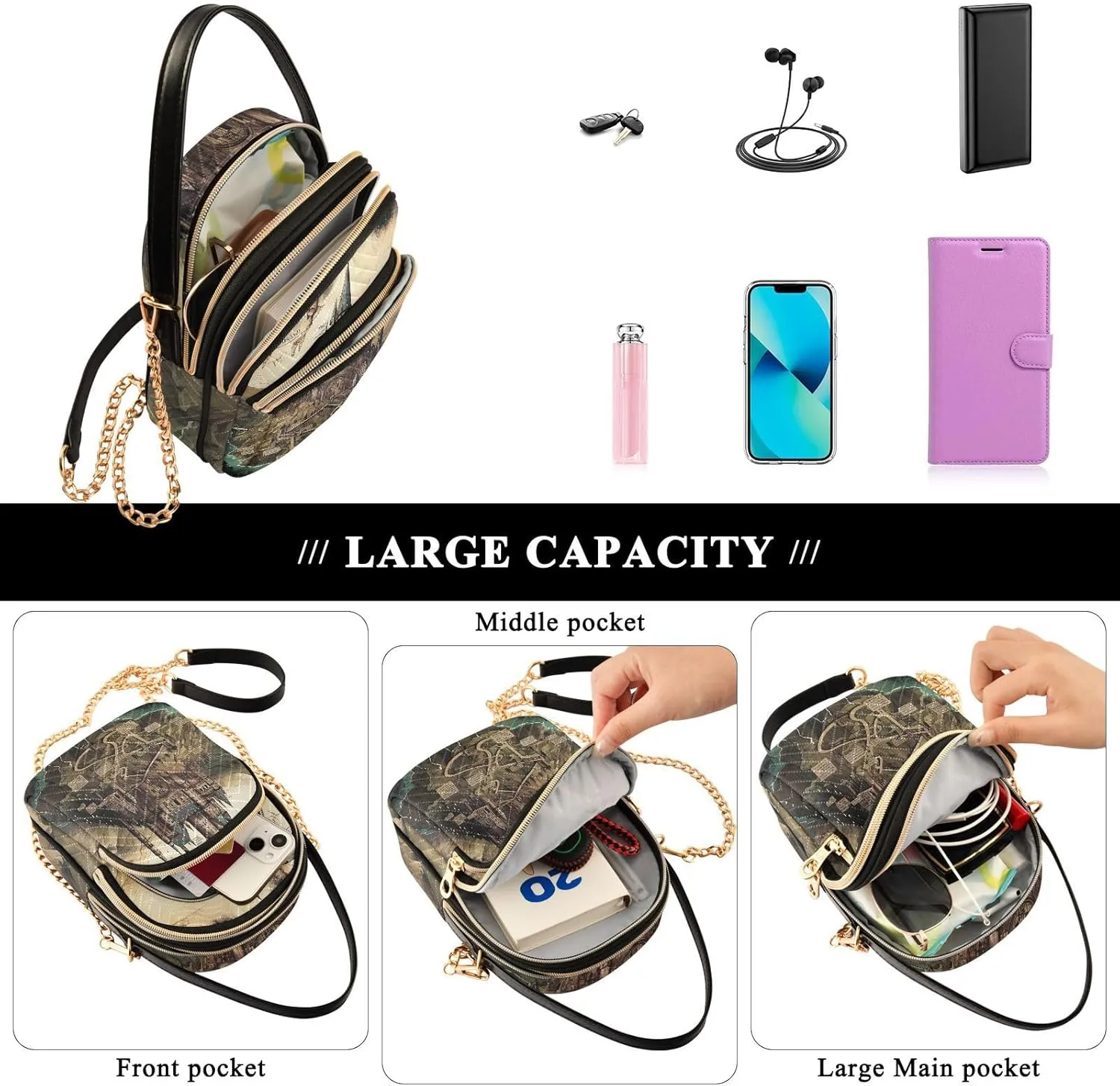 GAIGEO Fantasy Sea Of Clouds And Whale Shoulder Bag, Casual Crossbody Purse Crossbody Purse with Long Strap