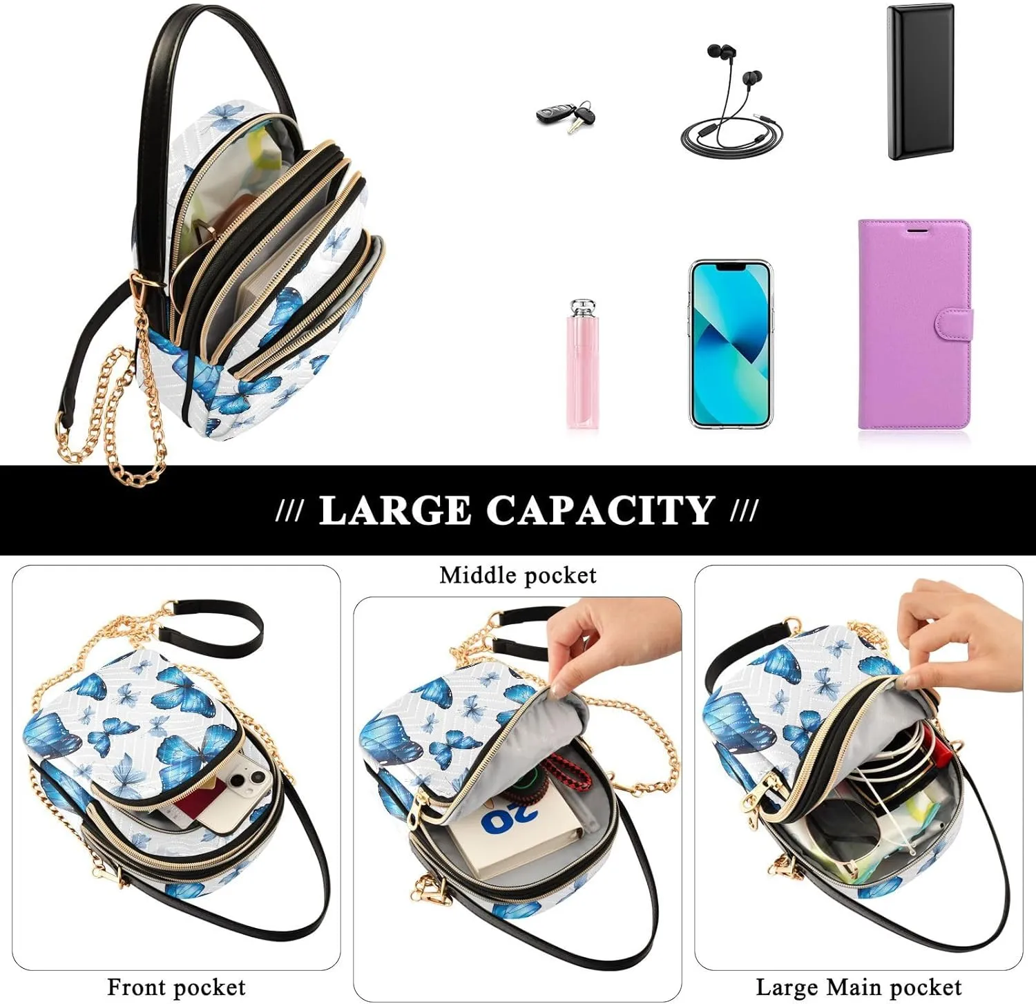 GAIGEO Flowers on a Light Green Crossbody Purse with Long Strap, Shoulder Handbag, Crossbody Bag for Woman