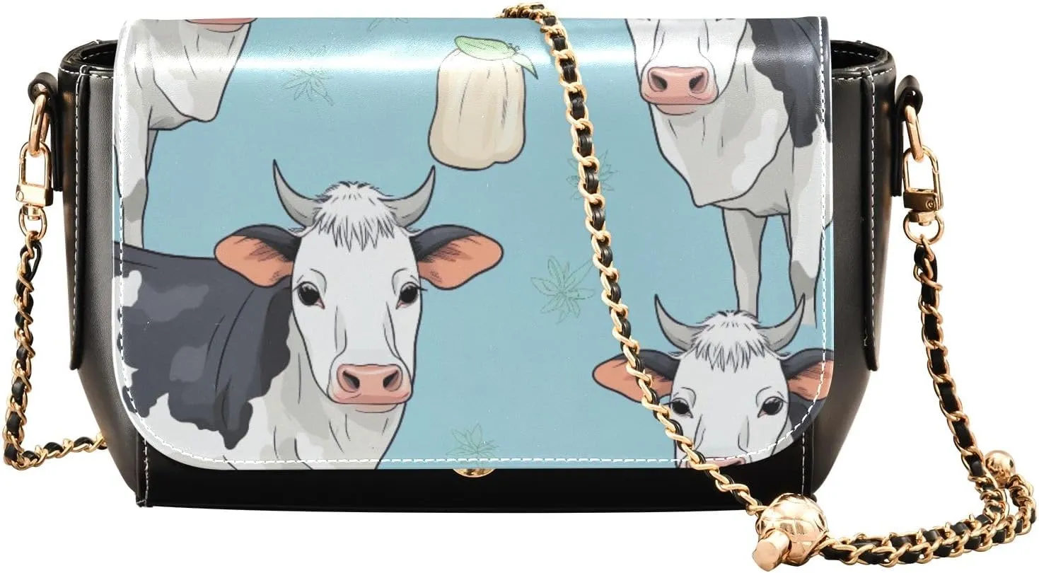 GAIGEO Watercolor Cupcake Handmade Leather Women Crossbody Bag, Leather Crossbody Bags for Women Medium Size