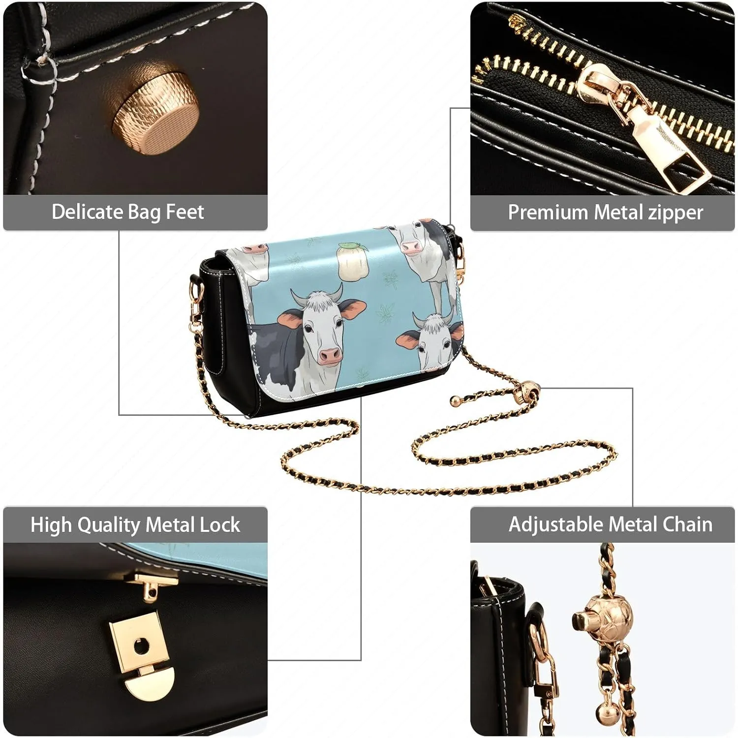 GAIGEO Watercolor Cupcake Handmade Leather Women Crossbody Bag, Leather Crossbody Bags for Women Medium Size