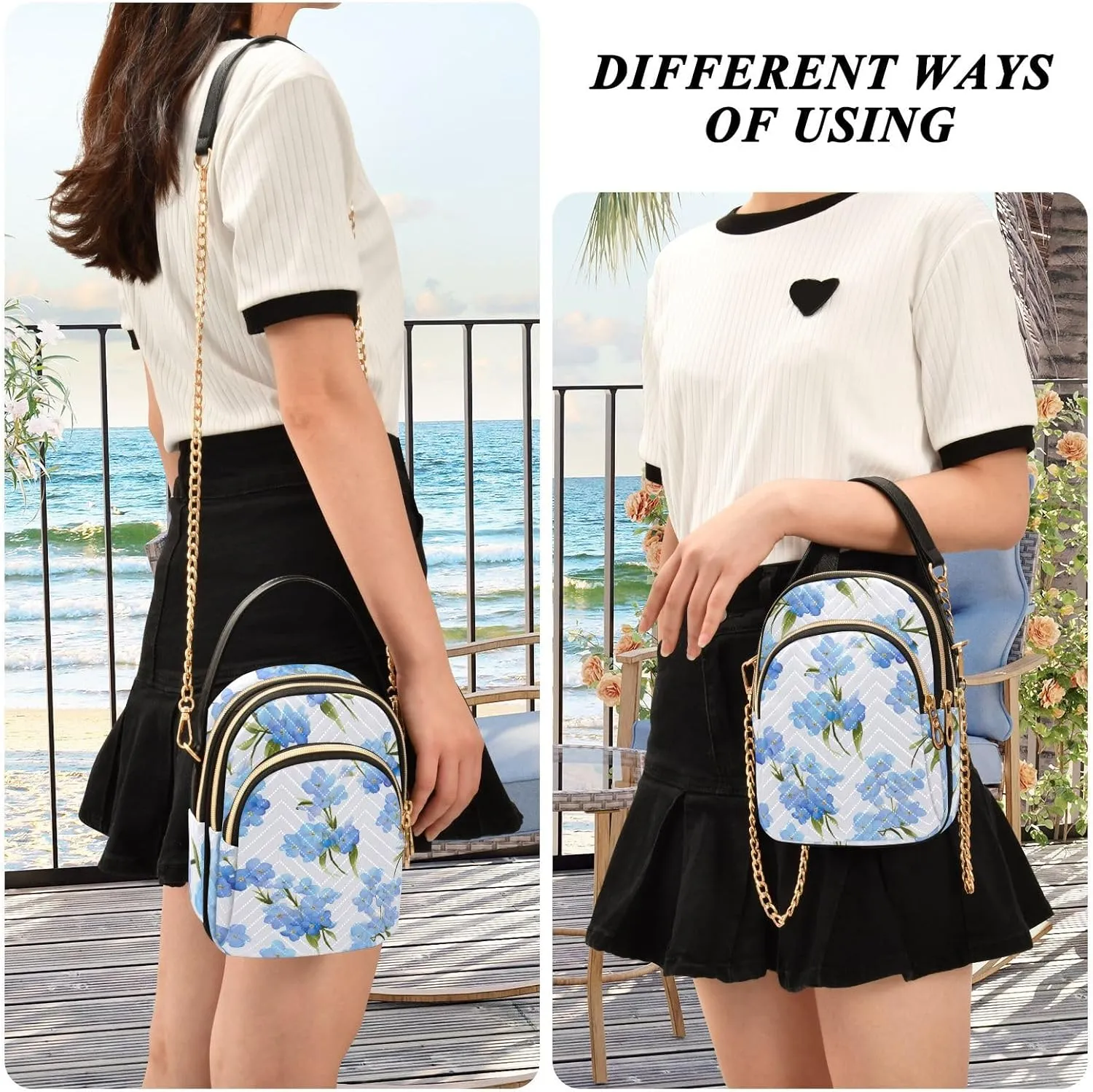 GAIGEO Watercolor Pink and White Flower Shoulder Purse Crossbody, Woman Crossbody Bag, Small Handbags Crossbody for Women