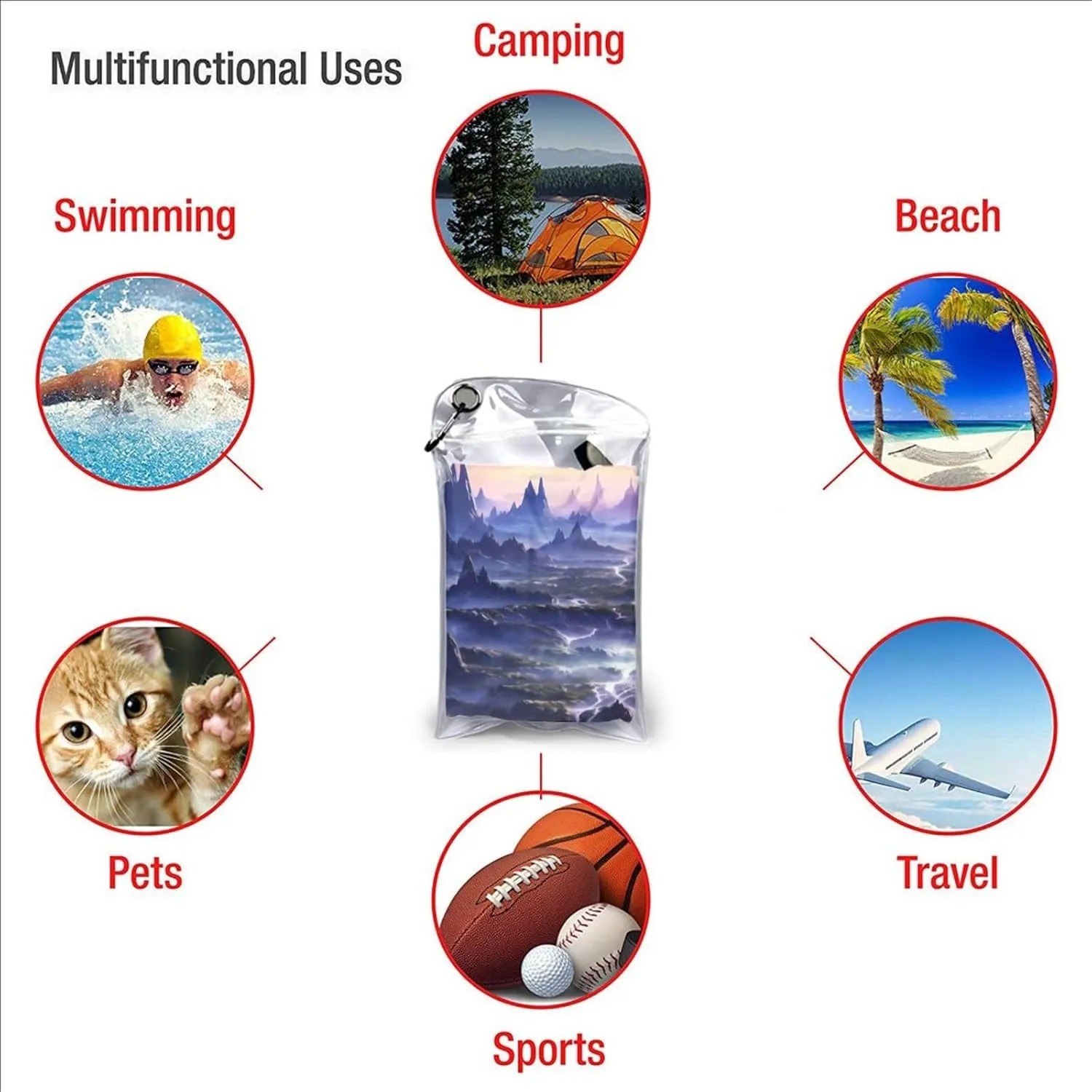Galaxy Stars Hills Premium Compact Microfiber Travel Towel-Featherlight & Quick Dry,Sand-Resistant Beach Towel for Swimming,Camping,Vacation Essentials with Carry Pouch