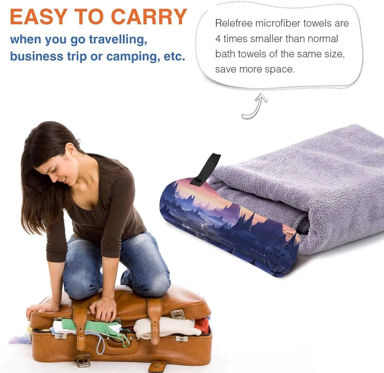 Galaxy Stars Hills Premium Compact Microfiber Travel Towel-Featherlight & Quick Dry,Sand-Resistant Beach Towel for Swimming,Camping,Vacation Essentials with Carry Pouch