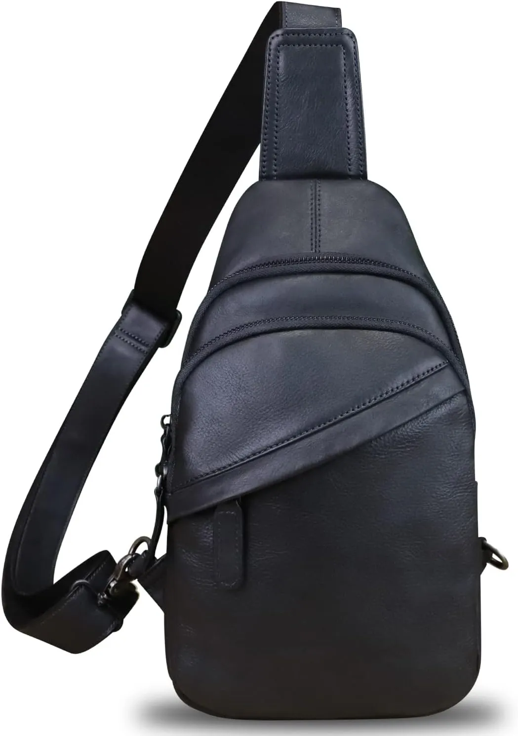 Genuine Leather Silng Bag for Men and Women Vintage Leather Sling Backpack Fashion Shoulder Crossbody Bag Chest Purse