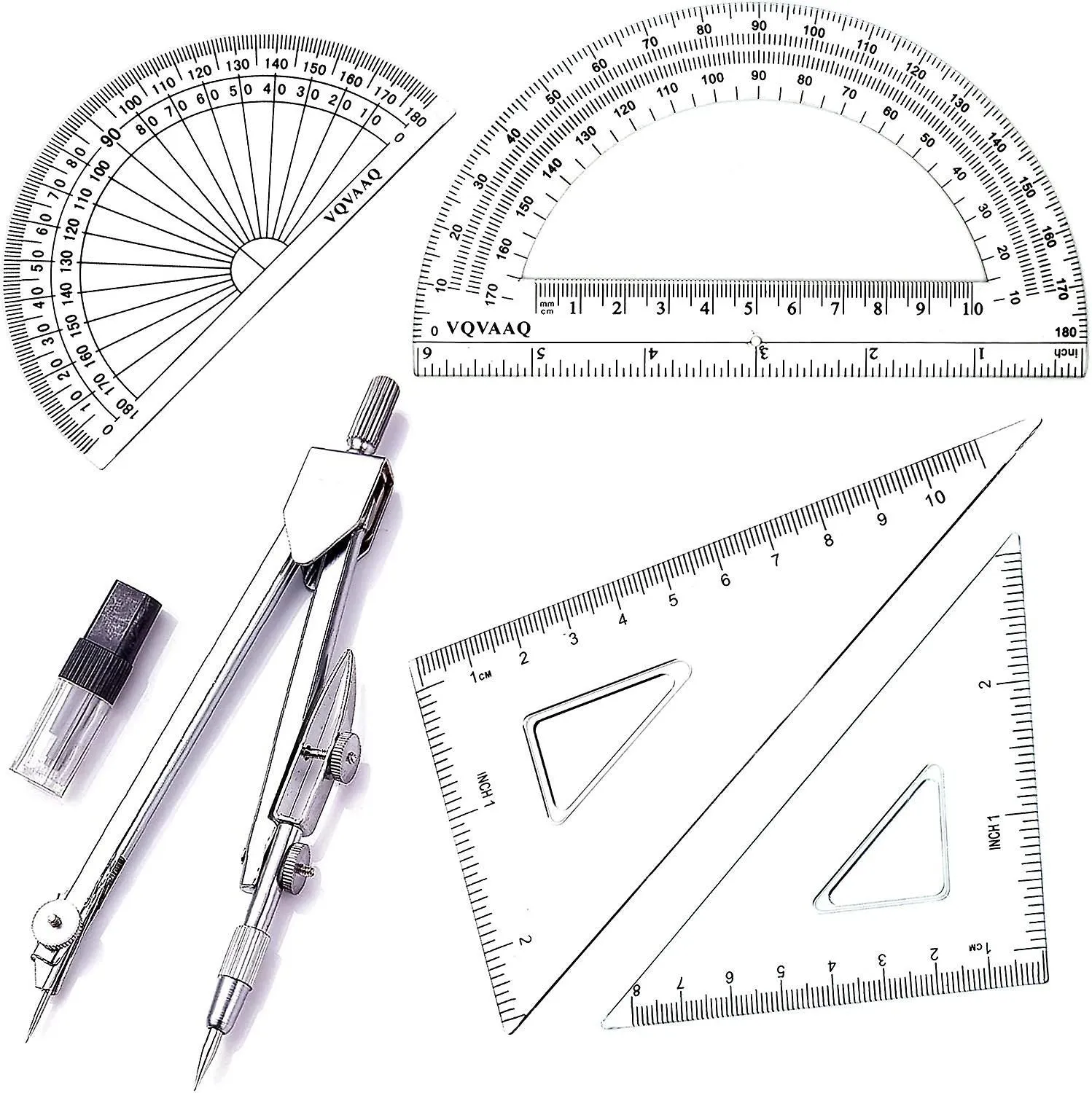 Geometry School Set,with Quality Compass, Drawing Compass,protractor, Set Square