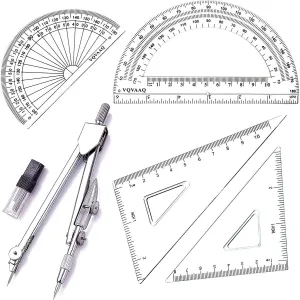 Geometry School Set,with Quality Compass, Drawing Compass,protractor, Set Square