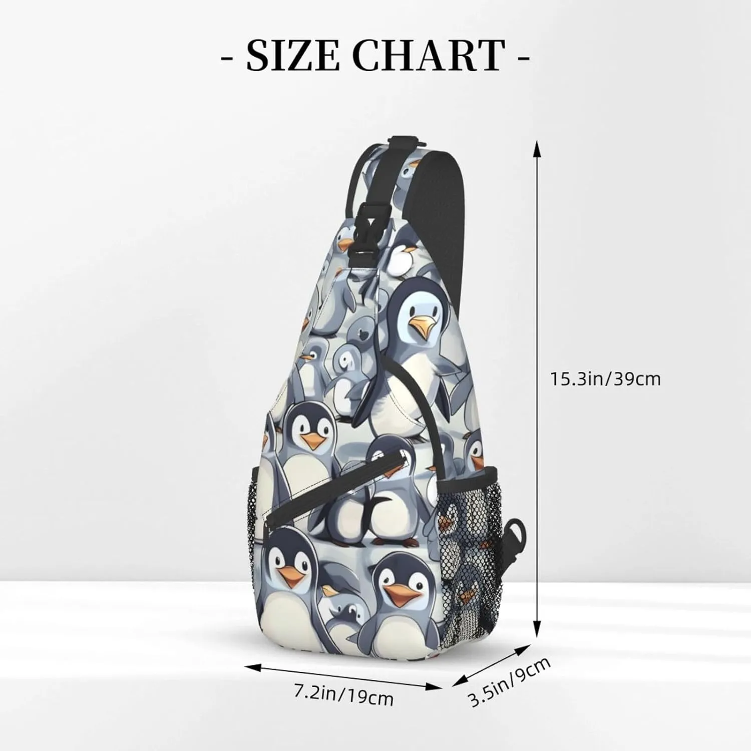 GeRRiT Cute Baby Penguins Sketch Print Small Backpack Sling Bag For Women Men, Chest Bag Daypack Crossbody For Travel Sport, SB-122