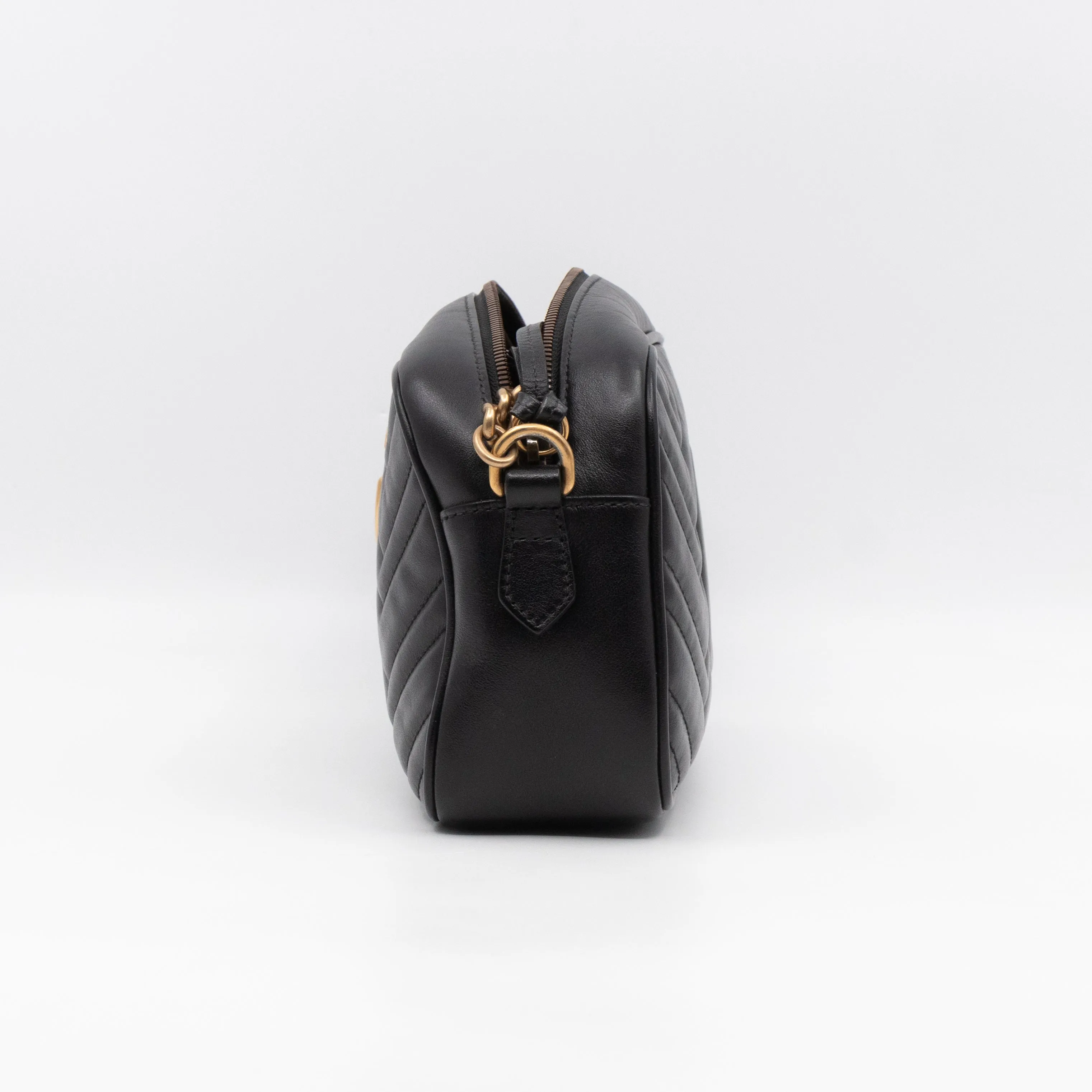 GG Marmont Small Matelasse Black Leather