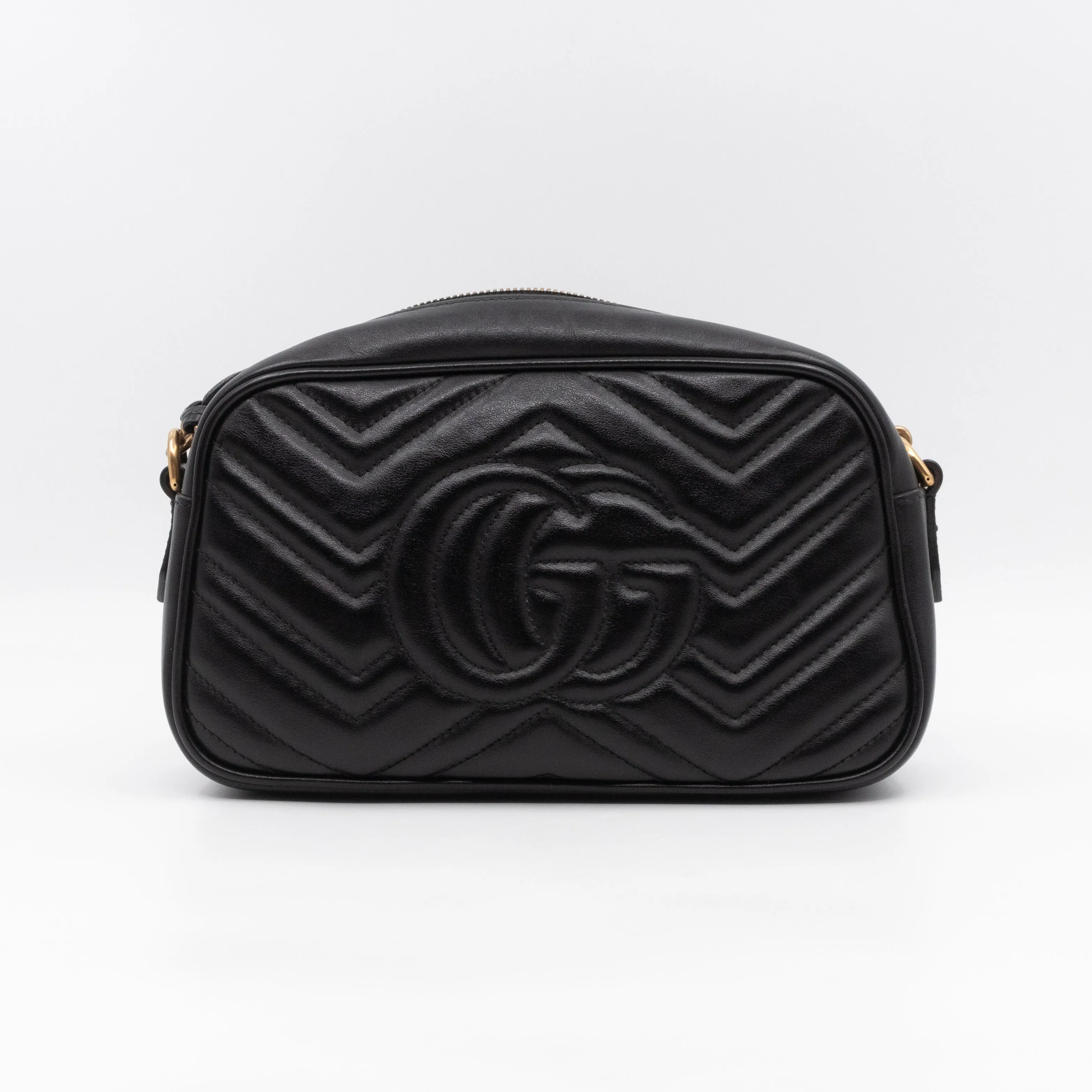 GG Marmont Small Matelasse Black Leather