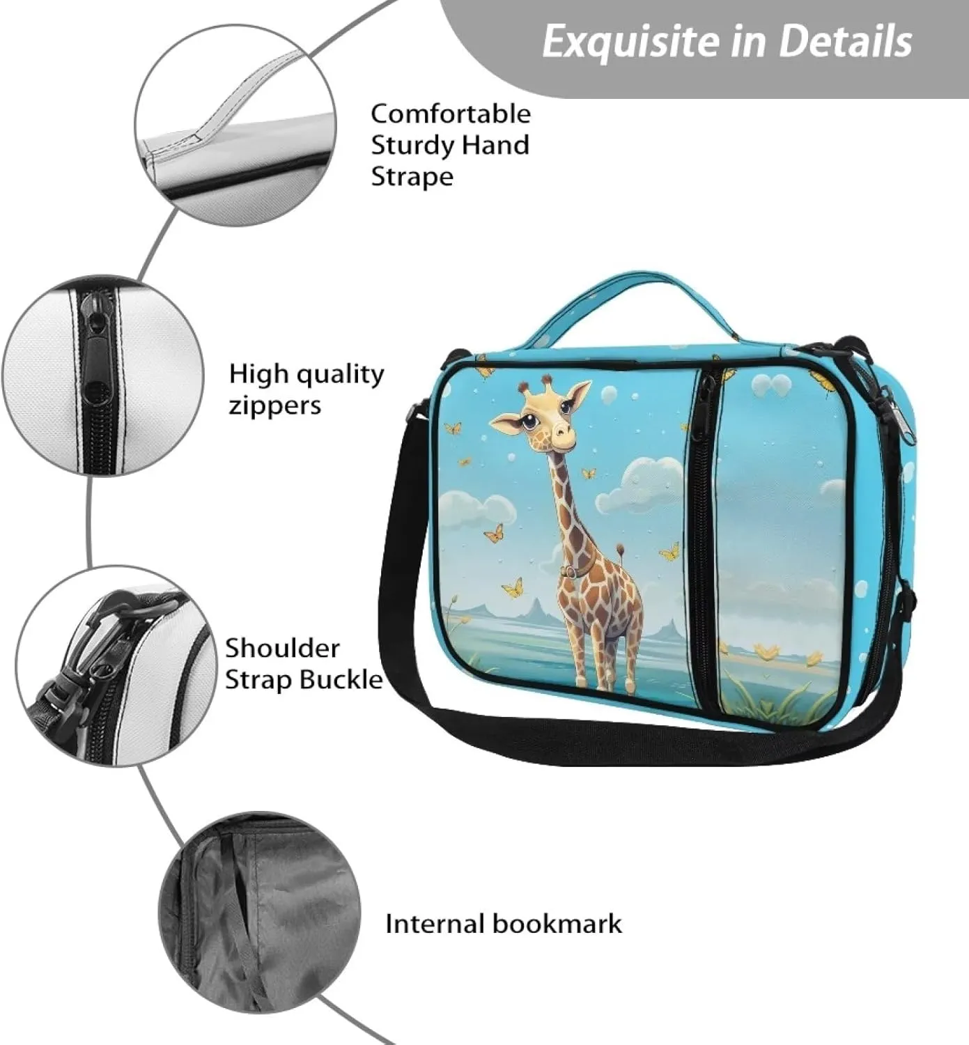 Giraffe Bible Covers for Women Men Crossbody Purse Tote Handbag Carrying Book Case Messenger Bag Portable Bible Pouch Hiking Cycling Travel Holiday