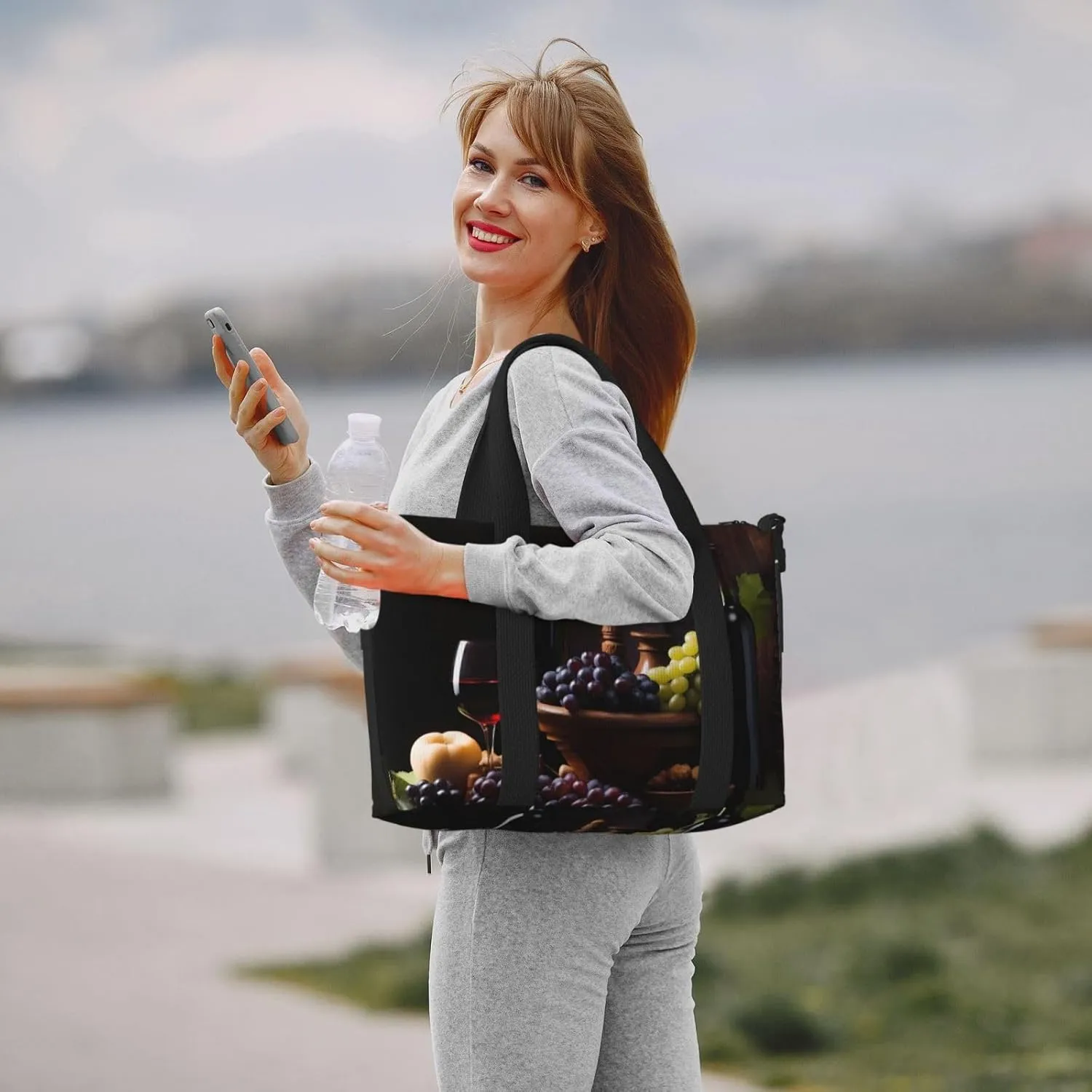Glasses Wine Grapes Travel Duffel Bags for Women Men, Sports Training Gym Bag Dance Bag with Adjustable Shoulder Strap Fresh Fruit Leaf Weekender Overnight Bag